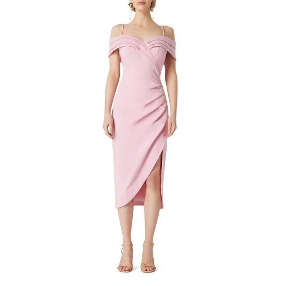 🆕ELLIATT Eventide Off Shoulder Midi Dress Pink X-Small 2 - Picture 1 of 12